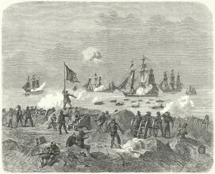 Forze britanniche che tentano uno sbarco nella baia di Chesapeake, 1814